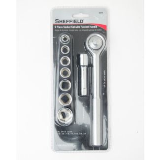 Sheffield 9 Piece Socket Set with Ratchet Handle 60014