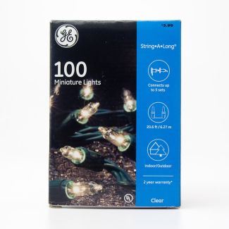 GE 100 Miniature Lights String-A-Long Clear with Green Wire