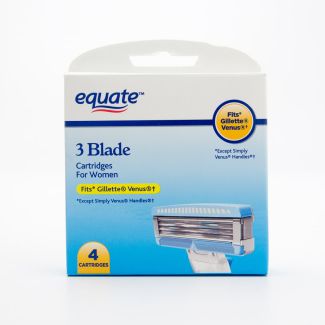 Equate 3 Blade Razor Cartridges for Women Fits Gillette Venus 4 Cartridge Pack
