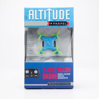 Propel RC Altitude 2.4Ghz Micro Drone Indoor/Outdoor Wireless Quadrocopter - Light Blue with Green