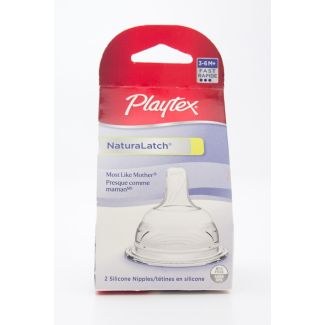 Playtex PlayTex NaturaLatch 2 Silicone Nipples - Fast - 3-6 M+