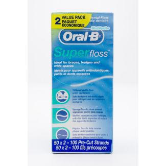 Oral-B Super Floss 2 Pack 50 x 2 - 100 Pre-Cut Strands
