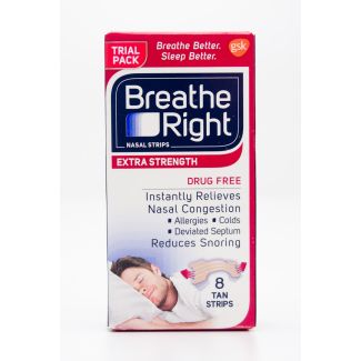 Breathe Right Nasal Strips Extra Strength Trial Pack - Tan 8 Strips