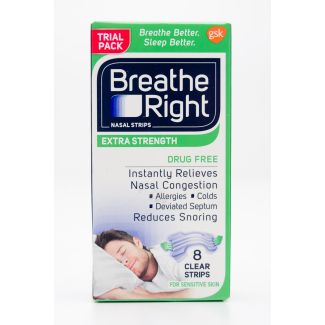 Breathe Right Nasal Strips Extra Strength Trial Pack - Clear 8 Strips