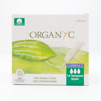 Organyc Compact Cotton Super Tampons 16 Count