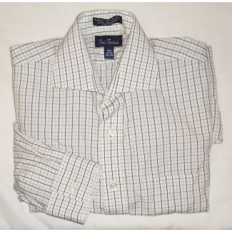 Paul Fredrick Broadcloth Check Dress Shirt Men's 15.5-34