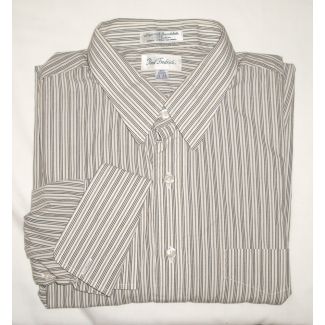 Paul Fredrick Striped Broadcloth Dress Shirt  w/French Cuffs 17-34