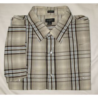 J. Crew Plaid S/S Tailored Fit Western Shirt Men's XL - Extra Large