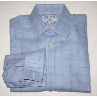 Charles Tyrwhitt Glenplaid Dress Shirt w/French Cuffs Men's 15.5-33