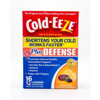 Cold-Eeze Homeopathic Zinc Plus Defense Citrus with Elderberry 16 Lozenges