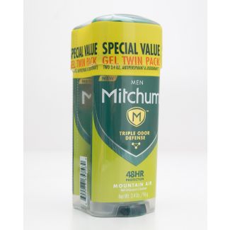 Mitchum Men Triple Odor Defense Mountan Air Gel Antiperspirant & Deodorant Twin Pack 2 x net wt. 3.4 oz
