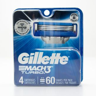 Gillette Mach3 Turbo Razor Blade Refill 4 Cartridges