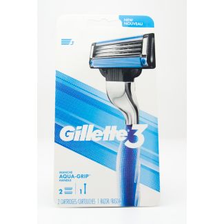 Gillette Gillette3 Aqua-Grip Razor Handle 1 Razor with 2 Cartridges
