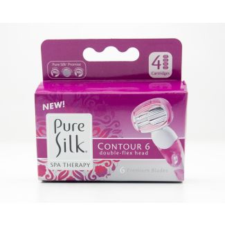 Pure Silk Spa Therapy Contour 6 Double-Flex Head Cartridges 4 Count