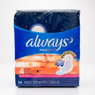 Always Maxi Fresh Size 4 Overnight Flexi-Wings Fresh Scent 24 Pads
