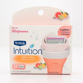 Schick Intuition Sweet Citrus Razor Blade Refills 3 Cartridges