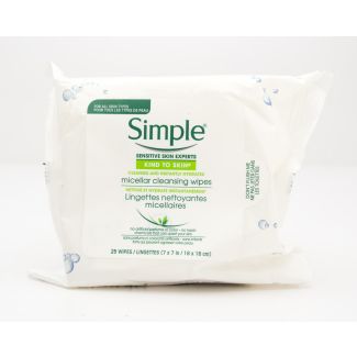 Simple Kind to Skin Micellar Cleansing Wipes for All Skin Types 25 Wipes (7 x 7 in)