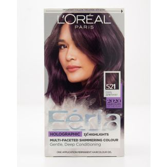 L'Oreal Ferria Halographic Multi-faceted Shimmering Colour 521 Cool Amethyst Medium Cool Iridescent Brown 1 Application
