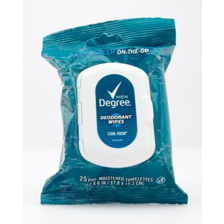 Degree Men Deodorant Wipes Cool Rush 25 Pre-Moistened Towelettes