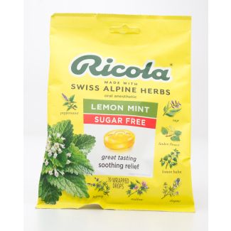 Ricola Lemon Mint Sugar Free Oral Anesthetic 19 Wrapped Drops