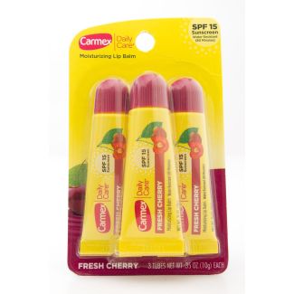 Carmex Daily Care Moisturizing Lip Balm SPF 15 Fresh Cherry 3 Tubes (net wt 0.3 oz each)