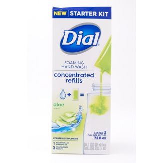 Dial Foaming Hand Wash Starter Kit Concentrated Refills Aloe Scent Makes 3 Bottles