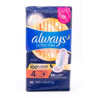 Always Ultra Thin Size 4 Overnight with Flexi-Wings 26 Pads