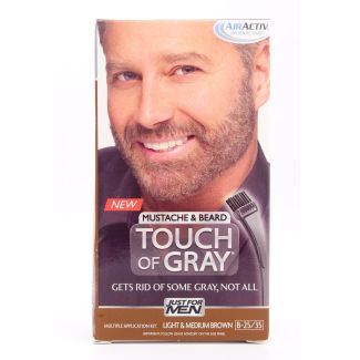 Just For Men Mustache & Beard Touch of Gray Air Activ Light & Medium Brown B-25/35 Multiple Application Kit