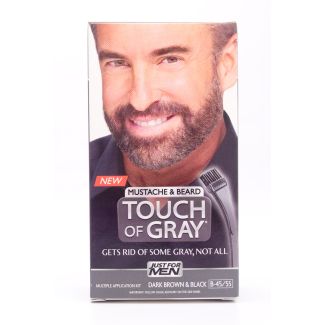 Just For Men Mustache & Beard Touch of Grey Dark Brown & Black B-45/55 Multiple Application Kit