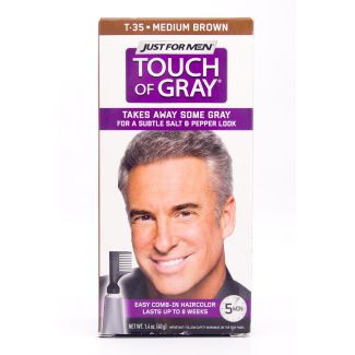 Just For Men Touch of Gray T-35 Medium Brown Hair Color Single Application Kit