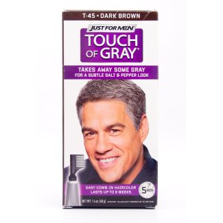 Just For Men Touch of Gray T-45 Dark Brown Hair Color Single Application Kit
