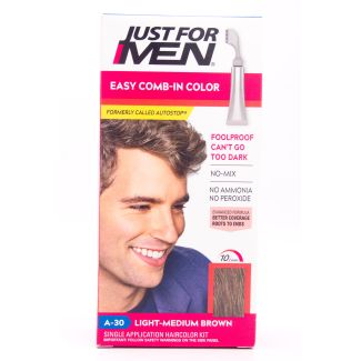 Just For Men Easy Comb-In Color A-30 Light-Medium Brown Single Application Kit