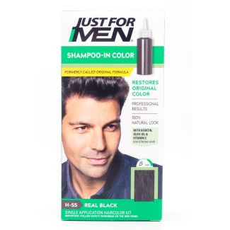 Just For Men Shampoo-In Color H-55 Real Black Single Application Kit