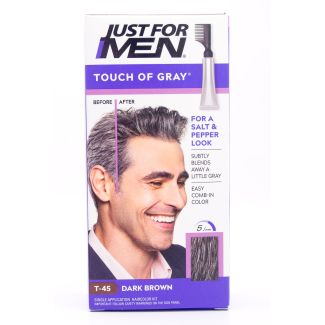 Just For Men Touch of Gray T-45 Dark Brown Hair Color Single Application Kit