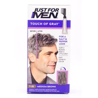 Just For Men Touch of Gray T-35 Medium Brown Hair Color Single Application Kit