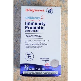 Walgreens Children's Immunity Probiotic Dietary Supplement Strawberry & Vanilla Flavor 30 Chewable Tablets