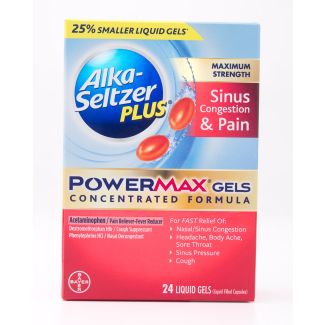 Alka-Seltzer Plus Maximum Strength Sinus Congestion & Pain PowerMax Gels 24 Liquid Gels