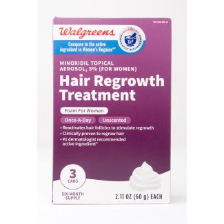 Walgreens Hair Regrowth Treatment Foam for Women Unscented 6 Month Supply 3 Cans (2.11 oz Each)