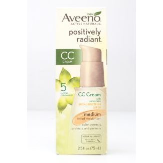 Aveeno Positively Radiant CC Cream with Sunscreen Medium Tinted Moisturizer 2.5 fl oz