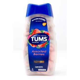 Tums Calcium Carbonate Antacid Ultra Strength 1000 Assorted Berries 160 Chewable Tablets