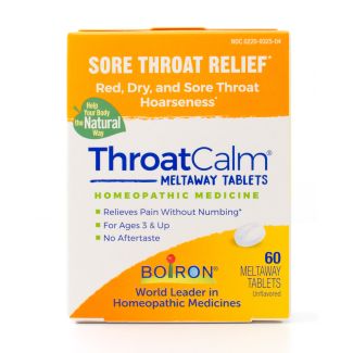 Boiron ThroatCalm Unflavored 60 Meltaway Tablets