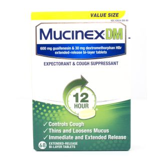 Mucinex DM Expectorant & Cough Suppressant Value Size 68 Tablets