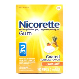 Nicorette Nicotine Gum Stop Smoking Aid 2mg Fruit Chill 100 Pieces