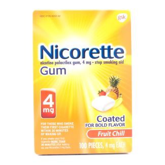 Nicorette Nicotine Gum Stop Smoking Aid 4mg Fruit Chill 100 Pieces