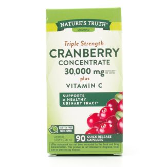 Nature's Truth Triple Strength Cranberry Concentrate 30,000mg plus Vitamin C Herbal Supplement 90 Quick-Release Capsules