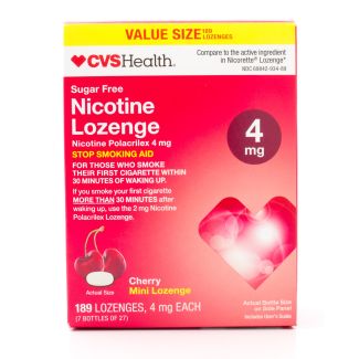 CVS Health Sugar Free Nicotine Lozenge Cherry Mini Lozenge 4 mg Value Size 189 Lozenges