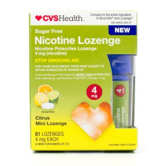 CVS Health  Sugar Free Nicotine Lozenge Citrus Mini Lozenge 4mg 81 Lozenges