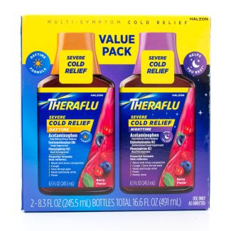 Theraflu Severe Cold Relief Value Pack Daytime & Nighttime Berry Flavor 2 - 8.3 fl oz Bottles