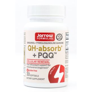 Jarrow Formulas Ubiquinol + Pyrroloquinoline Quinone QH-absorb + PQQ Cellular Renewal 30 Softgels