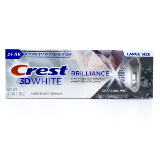 Crest 3D White Brilliance Charcoal Mint Fluoride Anticavity Toothpaste net wt 4.6 oz